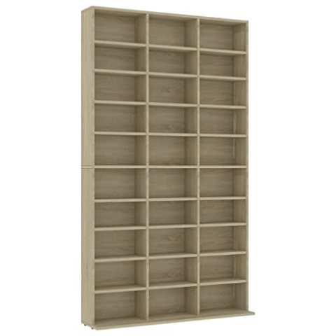 vidaXL CD-Regal Regalwand Bücherregal Regal Schrank CD DVD Aufbewahrung Medienregal Standregal Bücherschrank Sonoma-Eiche 102x16x177,5cm Holzwerkstoff