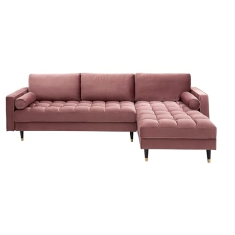 invicta INTERIOR Elegantes Ecksofa Cozy Velvet 260cm Altrosa Samt Federkern 3er-Sofa Samtoptik Eckcouch Sofa Couch