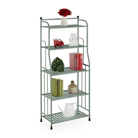 Relaxdays Standregal, Stahl, HxBxT: 133 x 56 x 28 cm, Regal Küche & Bad, 5 Gitterablagen, Metallregal stehend, Mint