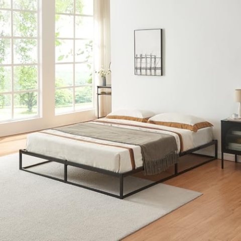 [en.casa] Bett Trerunta Metallbett 140 x 200 cm Doppelbett Bettgestell aus Metall Betten Stauraum unter dem Bett Bettrahmen Stahl Schwarz