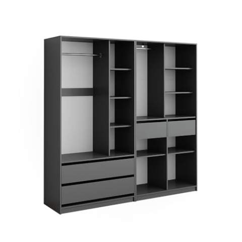Vicco Kleiderschrank Elmo, Flügeltürenschrank, Anthrazit, 100 x 200 cm 2er Set