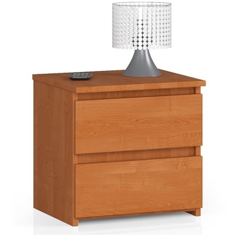AKORD Nachttisch CL2 40 cm | 2 Schubladen | Nachttisch mit Schublade | Nachtkommode, Nachtkästchen | Schlafzimmer Schrank | B40 x H40 x T35 cm | Gewicht 10,60 kg | Erle/Erle