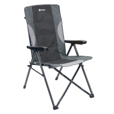 BERGER Siena Faltstuhl | Campingstuhl faltbar mit 3-Fach Verstellbarer Rückenlehne & robuster Armlehne | Bequemer Gartenstuhl Klappstuhl Camping Stuhl mit kleinem Packmaß, belastbar bis 120 kg