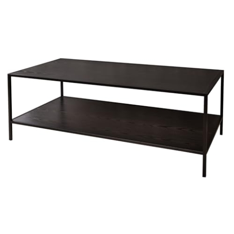 Riess Ambiente Industrial Couchtisch Slim LINE 120cm Esche schwarz mit Zwei Ablagen Wohnzimmertisch Sofatisch Tisch