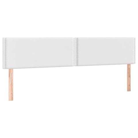 vidaXL LED Kopfteil, Bettkopfteil mit Holzbeinen, Höhenverstellbar Polsterkopfteil für Bett, Betthaupt Bettzubehör Schlafzimmer, Weiß 200x5x78/88cm Kunstleder