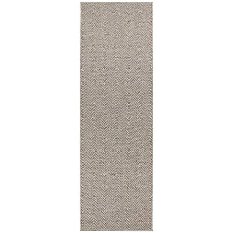 BT Carpet Nature Läufer In- und Outdoor – Schlingen Küchenläufer rutschfest Flachgewebe Kurzflor Woll-Optik Fineloop Küchenteppich für Flur, Garten, Terrasse, Badezimmer – Grau Mehrfarbig, 80x350cm