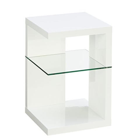 M2 Kollektion 516250 Beistelltisch / Nachttisch Domingo, Weiß Hochglanz, 40x40cm, Höhe 60cm