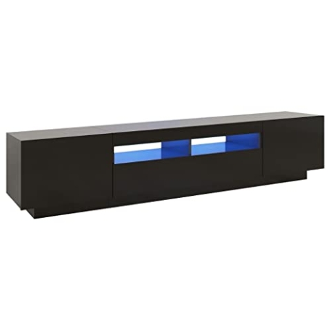 vidaXL TV Schrank mit LED-Leuchten Lowboard Sideboard Fernsehschrank Fernsehtisch TV Möbel Tisch Board HiFi-Schrank Schwarz 200x35x40cm