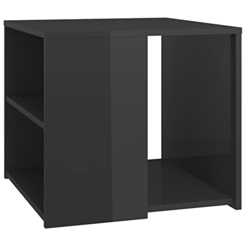vidaXL Beistelltisch mit 3 Ablagen Couchtisch Wohnzimmertisch Kaffeetisch Sofatisch Teetisch Tisch Wohnzimmer Hochglanz-Grau 50x50x45cm Holzwerkstoff