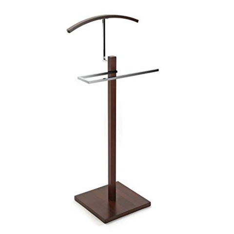 Versa Wengue Moderner und multifunktionaler Herrendiener mit 2 Haken oder Aufhängern für Männer- oder Damenkleidung, Maßnahmen (H x L x B) 112 x 35 x 35 cm, Holz, Farbe: Braun