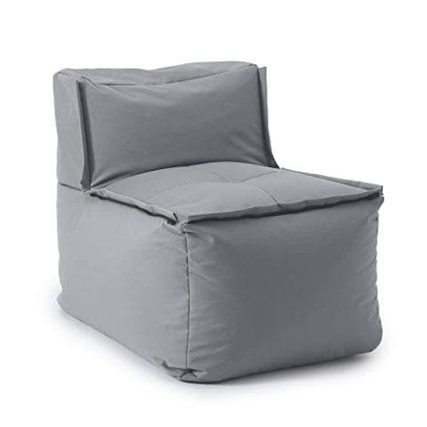 Lumaland Sitzsack-Lounge Modular Mittelteil | Waschbare & Wasserfeste Sitzmöbel für Innenräume & Garten | Indoor & Outdoor Sitz-Garnitur | Einfach erweiterbar | 54x81x70cm [Grau]