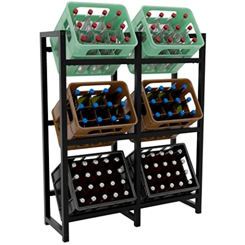 CLP Getränkekistenständer Stack I Platzsparendes Robustes Kistenregal für Getränkekisten I In verschiedenen Größen und Farben erhältlich, Farbe:schwarz, Größe:116x91x31 cm