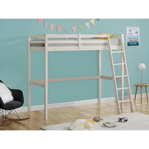 Vente-unique Hochbett - 90 x 190 cm - Kiefer massiv - Gewei·t - Gedeon II