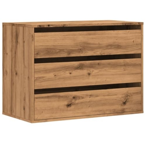 vidaXL Kommode, Sideboard mit 3 Schubladen, Schubladenschrank Schrank für Wohnzimmer, Anrichte Flurschrank Beistellschrank, Artisan-Eiche Holzwerkstoff