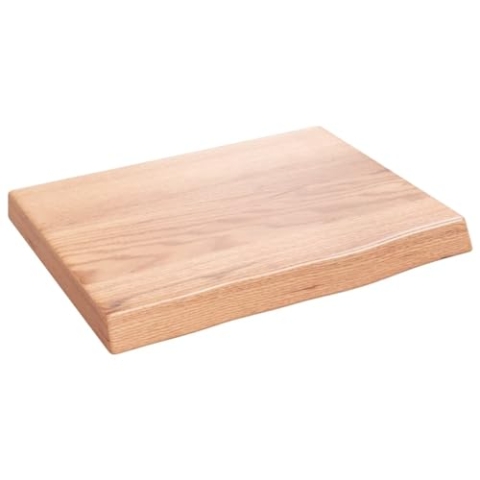 vidaXL Waschtischplatte, Multifunktional Arbeitsplatte mit Naturkante, Waschtischkonsole Tischplatte für Badezimmer, Holzplatte Platte, Hellbraun 40x30x(2-4) cm Massivholz Behandelt