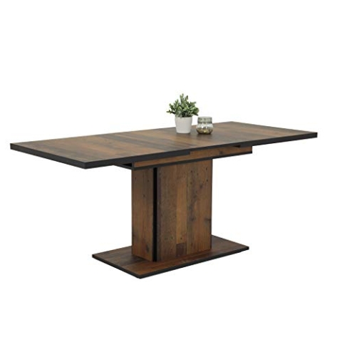 Hela Tische, Esszimmertisch Säulentisch Ariana, Holzwerkstoff melaminbeschichtet, Dekor Oldwood, ausziehbar 120-160x80x76cm