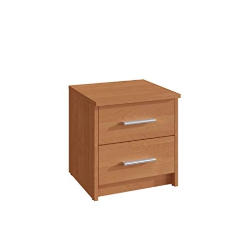 MATKAM Nachttisch 2S in klassischer Optik | H/B/T 41 x 40 x 35 cm, mit Zwei Schubladen | In verschiedenen Ausführungen erhältlich (Erle)
