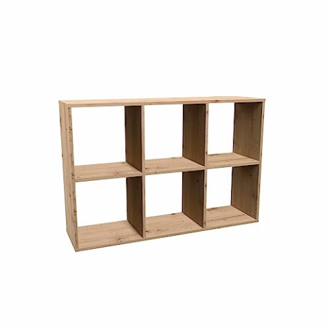 CDF Bücherregal Eiche Artisan – Regal 6 Fächern für Bücher, Spielzeug – möbel ideal für Wohnzimmer, Kinderzimmer oder Jugendzimmer – standregal Malax 2x3