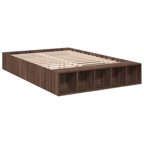 vidaXL Bettgestell, Bett mit Stauraum für Schlafzimmer, Bettrahmen mit Lattenrost, Schlafzimmerbett Doppelbett, Braun Eichen-Optik 120x200cm Holzwerkstoff