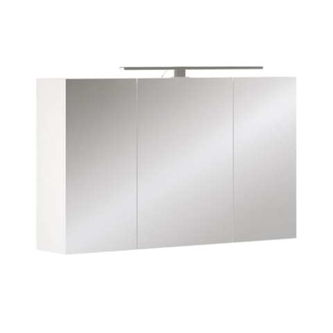 Vicco Badspiegelschrank Lavio, Weiß, 100 x 60 cm mit 3 Türen und LED-Beleuchtung