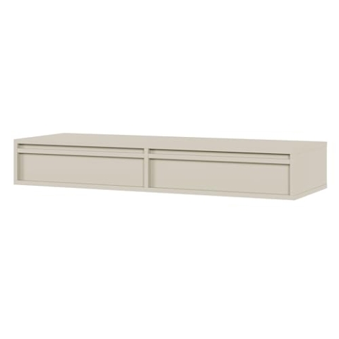 Selsey Schminktisch Makeup Tisch Frisiertisch Kosmetiktisch 110 cm Mit 2 Schubladen Hängend Graubeige Evo