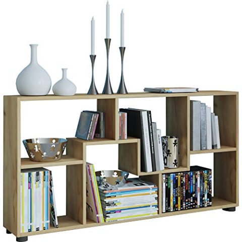 VCM Holz Kommode | Sideboard mit praktischen Fachbodeneinteilung | Raumteiler | Maße ca. H. 62 x B. 117 x T. 20 cm - Pintal Honig-Eiche