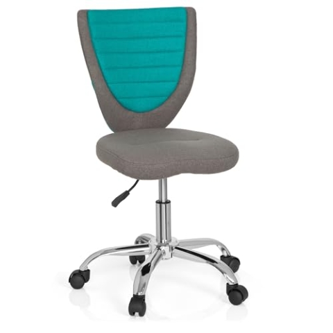 hjh OFFICE 670630 Kinder-Schreibtischstuhl KIDDY Comfort Jugend Bürostuhl höhenverstellbar, Filz-Bezug Grau/Türkis