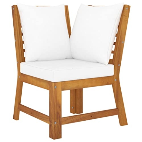 vidaXL Akazienholz Massiv Modular Ecksofa mit Creme Kissen Sofa Lounge Gartensofa Sessel Gartensessel Einzelsofa Gartenmöbel Innen Außen