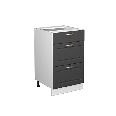 Vicco Küchenunterschrank Fame-Line, Anthrazit-Gold/Weiß, 50 cm ohne Arbeitsplatte