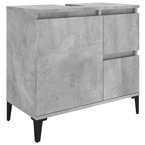 vidaXL Badschrank, Schrank für Badezimmer, Badezimmerschrank mit viel Stauraum, Waschbeckenunterschrank Badezimmer Schrank Metallfüße, Betongrau Holzwerkstoff
