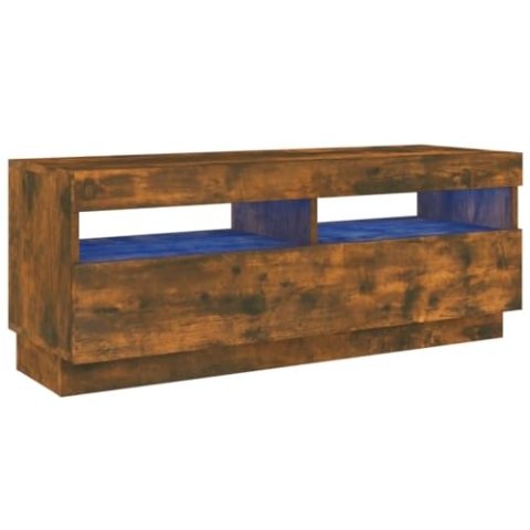 vidaXL TV Schrank mit LED-Leuchten Lowboard TV Möbel Tisch Board Sideboard Fernsehschrank Fernsehtisch HiFi-Schrank Räuchereiche 100x35x40cm