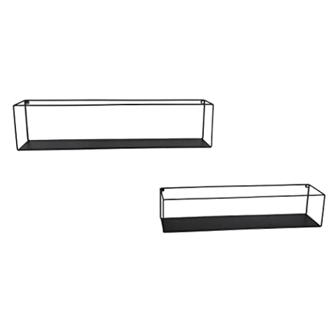 Industriedesign Wandregal 2er SET TINKA aus Metall in Schwarz 60cm & 65cm breit