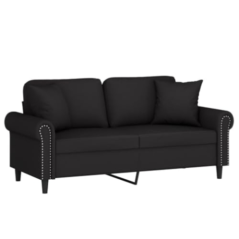 vidaXL Sofa 2 Sitzer, Couch mit Zierkissen, Liegesofa für Wohnzimmer, Polstersofa Sessel Relaxsofa Loungesofa Relaxcouch, Schwarz Samt