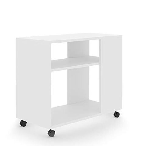 Vicco Couchtisch Rolli, Beistelltisch auf Rollen, Weiß, 70 x 35 cm