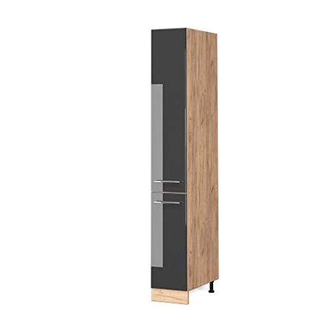Vicco Apothekerschrank Fame-Line, Anthrazit Hochglanz/Goldkraft Eiche, 30 cm