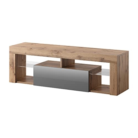 Selsey TV Schrank Board Sideboard Fernsehtisch Fernsehschrank 140 cm Stehend Eiche Lancelot Grau Bianko