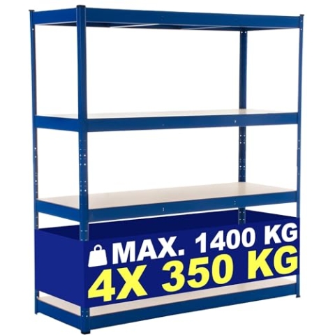 CLP Lagerregal 160X180X60 cm I Böden Bis Je 350 KG Belastbar I Metall-Steckregal, Farbe:blau
