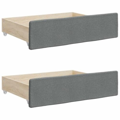 vidaXL Bettschubladen 2 STK., Bettkasten mit Rollen, Schubkasten Schublade für Bett, Bettschubkasten Unterbettschublade, Dunkelgrau Holzwerkstoff Stoff