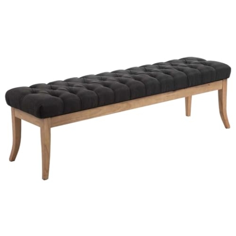 CLP Sitzbank Ramses mit hochwertiger Polsterung und Stoffbezug I Bank mit antik-Hellen Holzbeinen I Holzbank mit Einer Sitzhöhe von: 46 cm, Farbe:dunkelgrau, Größe:150 cm