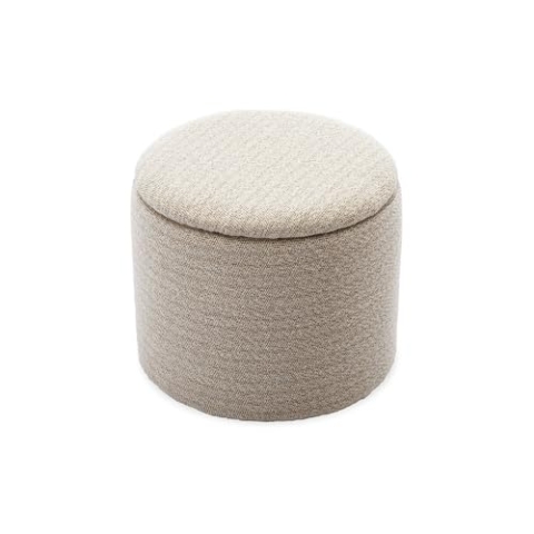 sweeek Weißer Hocker mit Stoffbezug und Aufbewahrung für Kissen oder Plaids - Stool