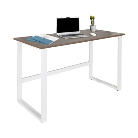 hjh OFFICE 830078 Schreibtisch 120x60 cm WORKSPACE Light I Walnuss/Weiß schmaler Computertisch mit Stahlgestell