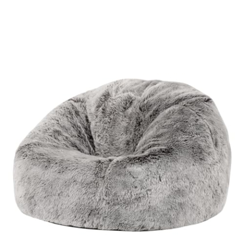 Icon Kenai Kunstfell Sitzsack Kinder, Grau, Flauschiger Kunstpelzstoff, Sitzsack Flauschig mit Füllung, Bequemer Kinder Sessel, Kuschelsessel, Lese Sessel, Schlafzimmer, Kinderzimmer, Spielzimmer
