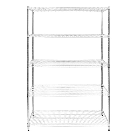 Drahtregal 5-stufiges Metall-Aufbewahrungsregal Heavy Duty Freistehend Höhenverstellbaren Böden & Füße Multifunktional Küche Büro Garage Speisekammer Silber Chrom 1000kg Tragfähigkeit 60 x 120 x 180cm
