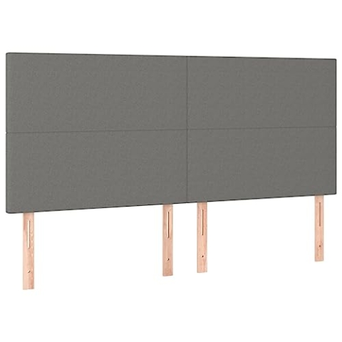vidaXL Kopfteil 4 STK., Bettkopfteil mit Holzbeinen, Höhenverstellbar Polsterkopfteil für Bett, Betthaupt Bettzubehör Schlafzimmer, Dunkelgrau 80x5x78/88 cm Stoff