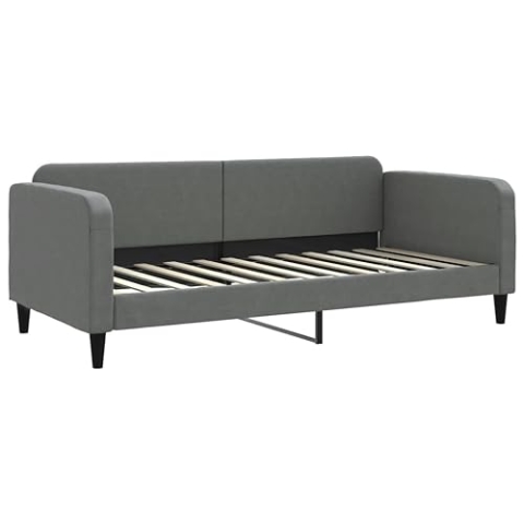vidaXL Tagesbett, Gästebett 2-in-1, Sofabett Schlafsofa für Schlafzimmer Wohnzimmer, Bettsofa Sofa, Modernes Design, Dunkelgrau 90x200cm Stoff