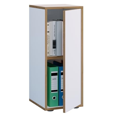 VCM Holz Büroschrank Ordner Aktenschrank Büromöbel Schrank Salia 2-Fach Breite 30 cm Drehtür Weiß