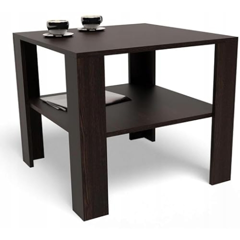 MATKAM Moderner Couchtisch 68x68 cm HOCH EX3, Hochwertiges Design, Perfekt für Wohnzimmer oder Büro, einfache Montage (Wenge)