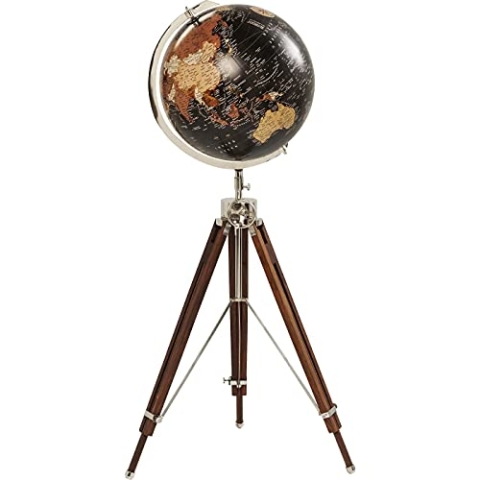 Kare Design Deko Globus Earth Schwarz, Weltkugel Vintage, 3d Weltkugel, (H/B/T) 141x61x61cm
