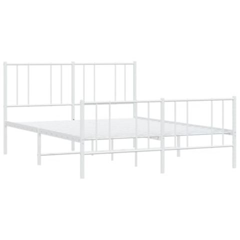 vidaXL Bettgestell, Bettrahmen mit Kopfteil Fußteil, Metallbett Bett mit Lattenrost, Doppelbett Gästebett Schlafzimmer, Metall Weiß 140x200cm