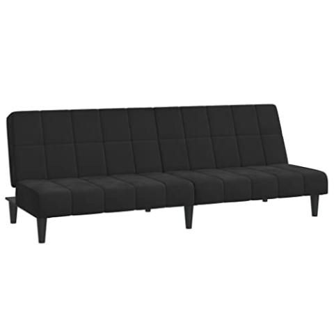 vidaXL Schlafsofa 2-Sitzer, Sofa mit Holzrahmen, Schlafcouch für Wohnzimmer Heimkino Büro, Couch Sofabett Tagesbett Gästebett, Schwarz Samt